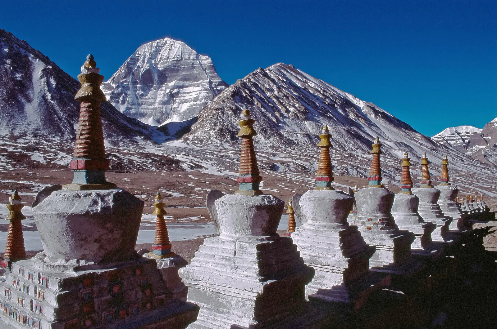 Chortens before the north face of Mount Kailash